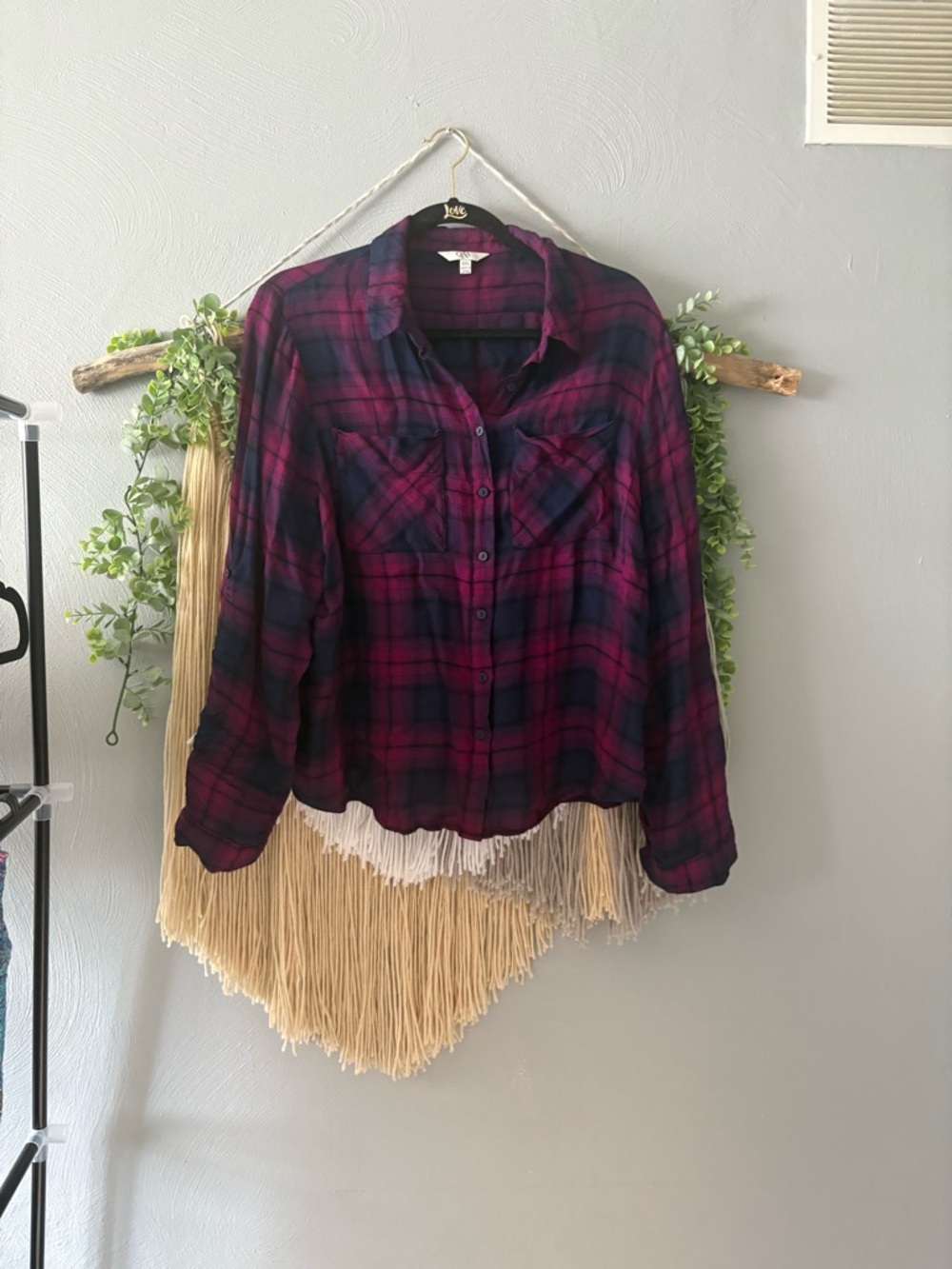 ⭐️4 for $40 ⭐️ Button-Down Plaid Super Soft Shirt in Burgundy and Navy